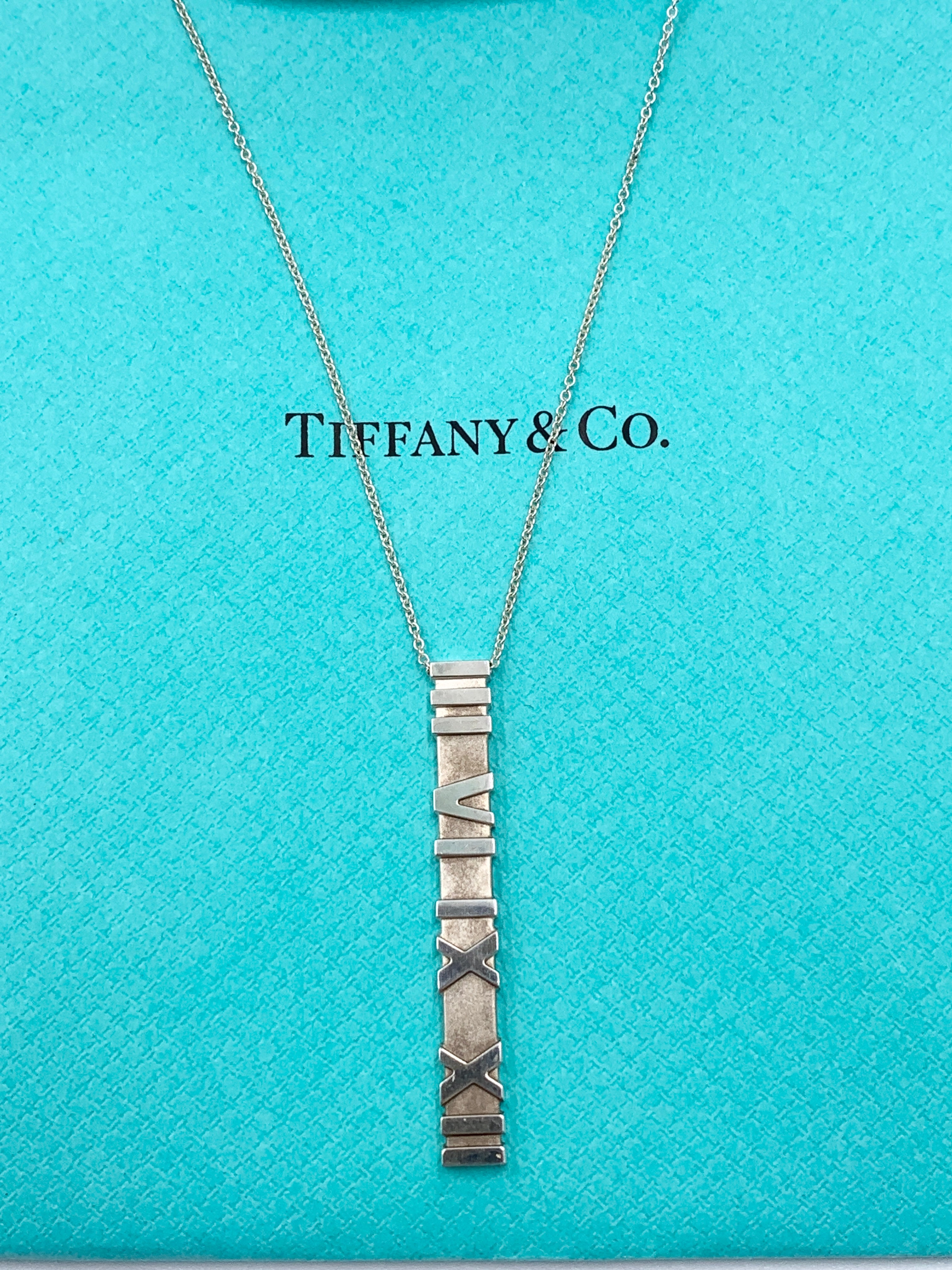 Tiffany & Co 925 Silver Atlas Collection Bar with Necklace