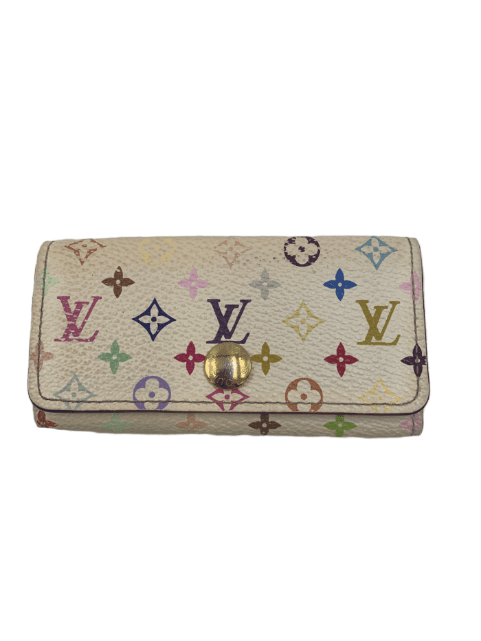 Preowned Louis Vuitton White Multicolor 4 Ring Key Holder - Limited Edition  Auth