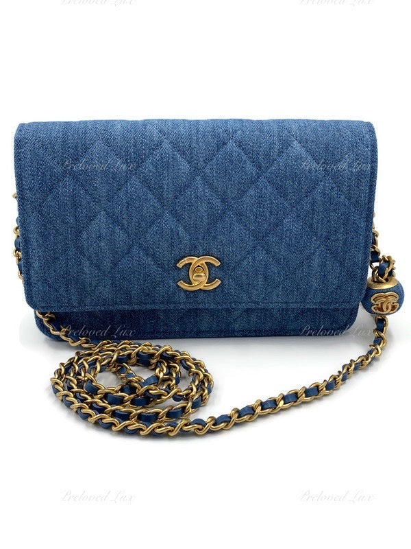 Chanel Denim Wallet on Chain, Luxury, Bags & Wallets on Carousell