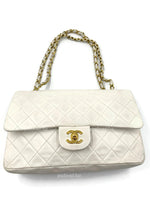 CHANEL Medium Classic Double Flap Bag White with Gold Hardware