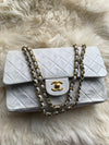 CHANEL Medium Classic Double Flap Bag White with Gold Hardware