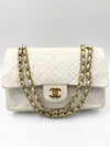 CHANEL Medium Classic Double Flap Bag White with Gold Hardware