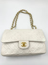 CHANEL Medium Classic Double Flap Bag White with Gold Hardware