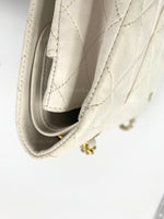 CHANEL Medium Classic Double Flap Bag White with Gold Hardware