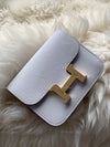 HERMES Gris Pale (light grey) Constance Slim Epsom Leather Gold Hardware