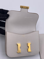 HERMES Gris Pale (light grey) Constance Slim Epsom Leather Gold Hardware