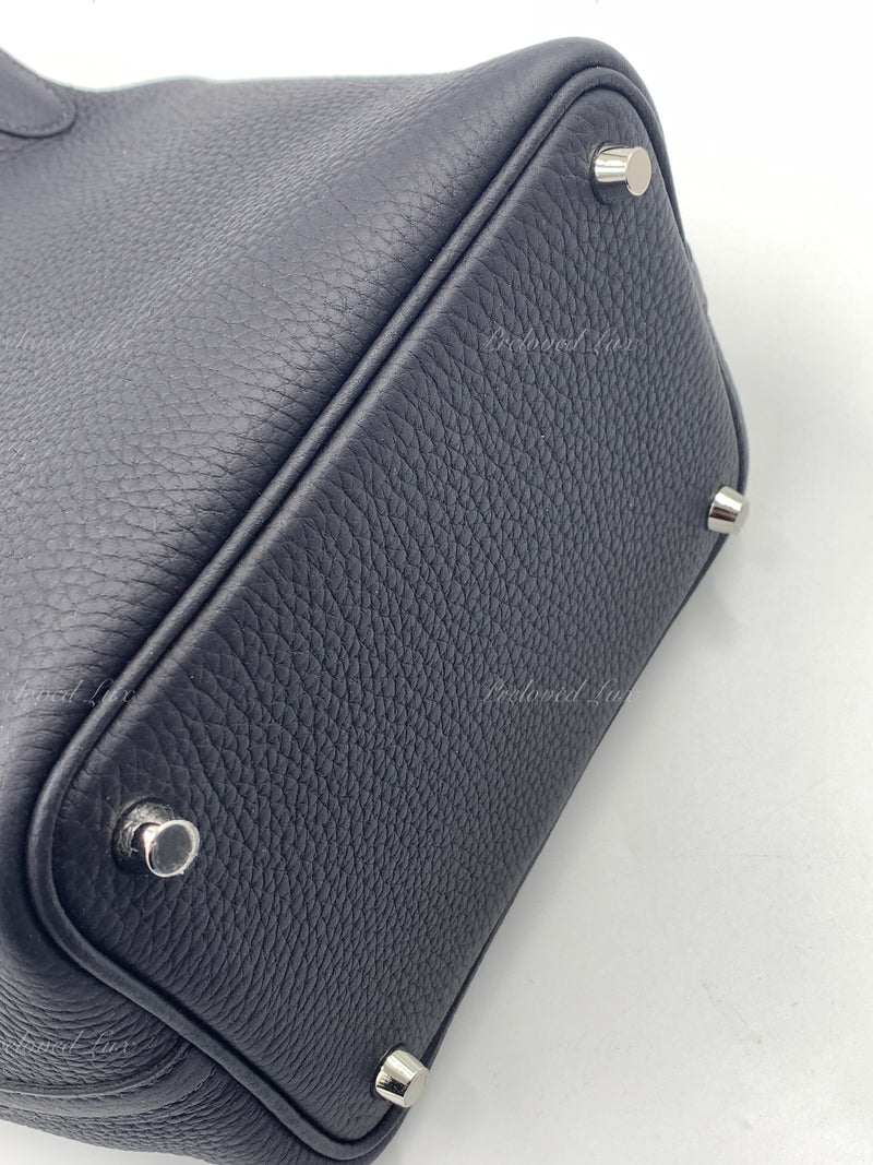 HERMES Picotin Lock 18 Caban (dark blue) Clemence Leather Palladium Hardware