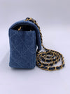 CHANEL Classic Two-Tone Denim Mini Rectangular Crossbody Flap Bag in Gold Hardware