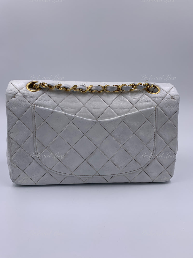 Sold-CHANEL Small Classic Double Flap Bag White with Gold Hardware