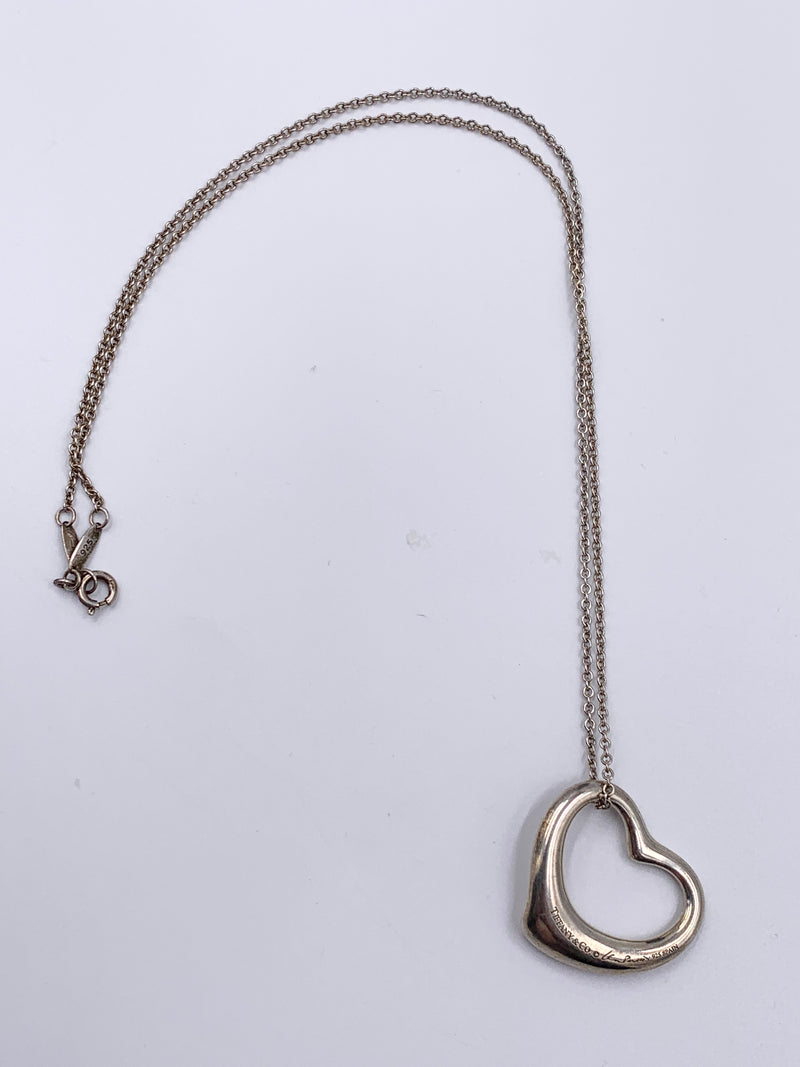 Tiffany & Co 925 Silver Elsa Peretti Large (27mm) Open Heart Necklace