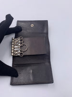 Sold-GUCCI GG Black/Dark Brown Leather 6-ring Key Holder