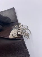Sold-GUCCI GG Black/Dark Brown Leather 6-ring Key Holder