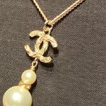 Sold-CHANEL CC Pearl/Rhinestones Necklace C236