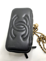 Sold-CHANEL Black Lambskin Pearl Crush Vanity Case Chain Bag Gold Hardware