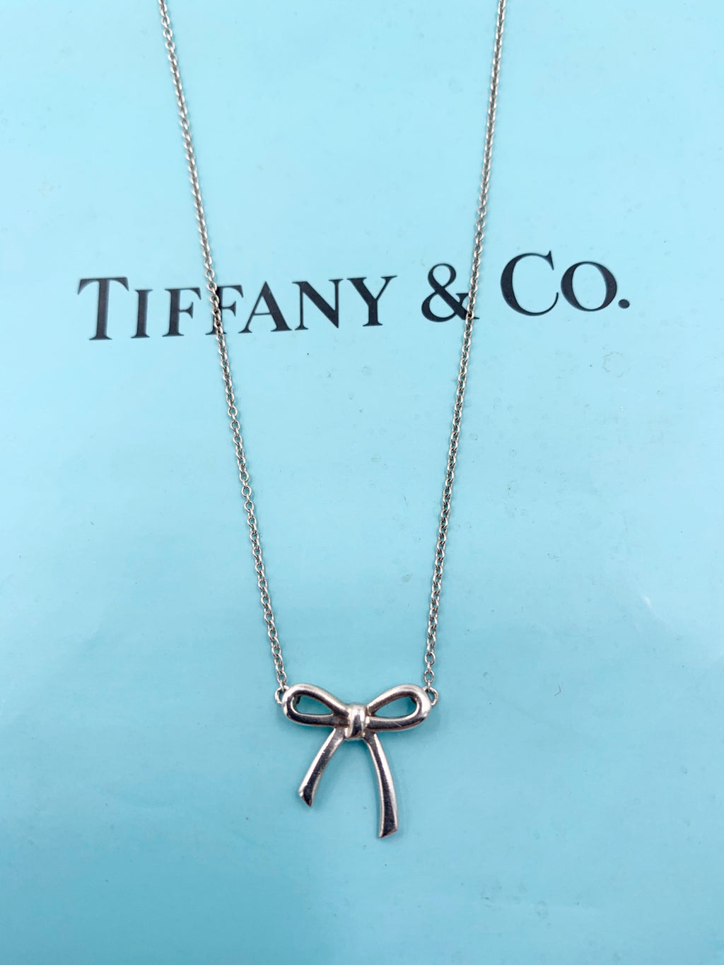 Tiffany & Co 925 Silver Vintage Bow / Ribbon Necklace - Preowned luxury consignment Canada