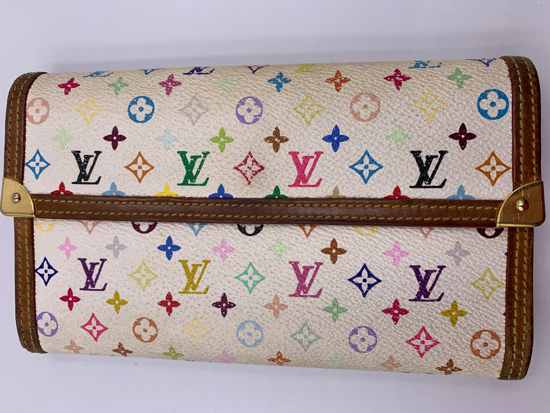 Louis Vuitton, Bags, Louis Vuitton Multicolor Trifold Long Wallet White