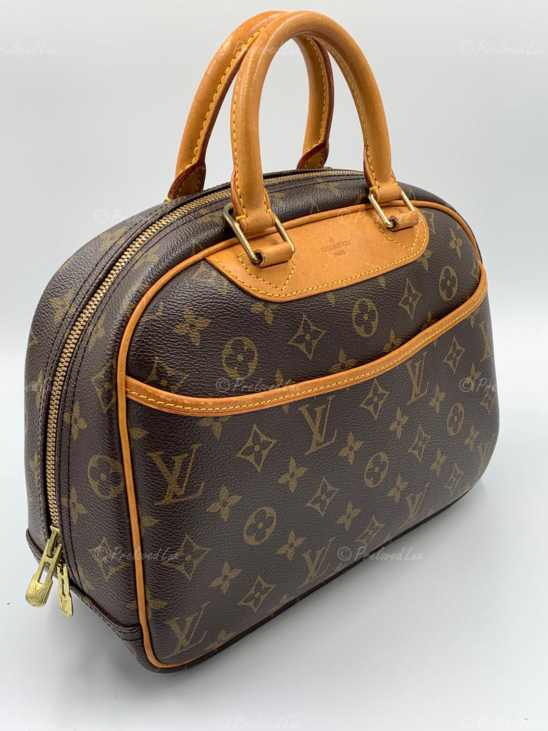 Pre-Owned Authenticated Louis Vuitton Monogram Trouville Calf Canvas Brown  Handbag Top HandleBag Women (Fair) 