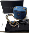 Sold-CHANEL Denim Pearl Crush Mini Square Vanity Case Chain Bag Gold Hardware