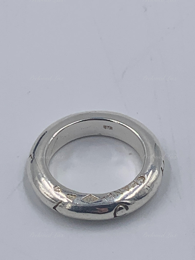 Sold-CHANEL 925 Silver Logo Ring Size 5 1/2