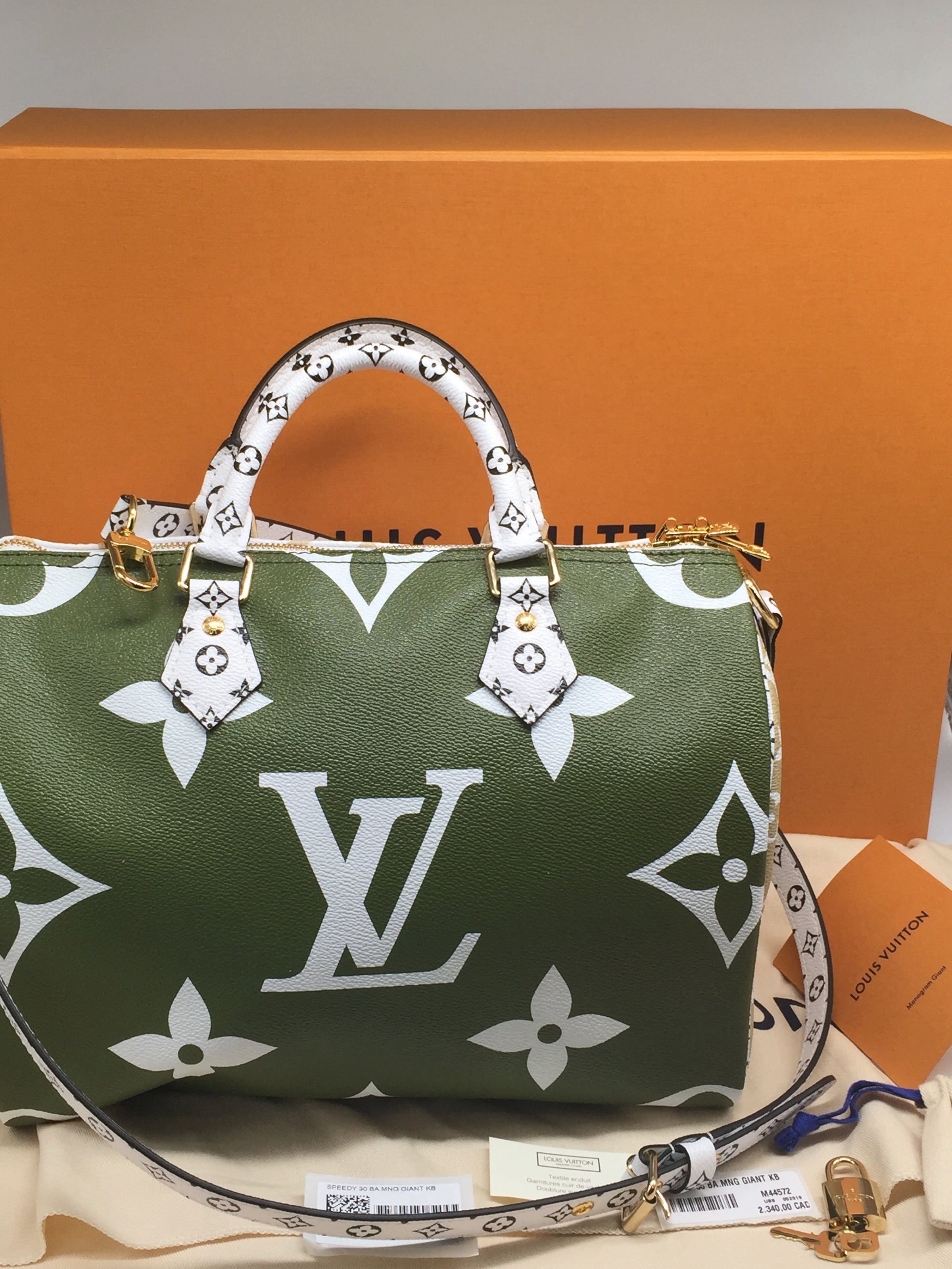 Louis Vuitton, Bags, Louis Vuitton Speedy 3 Giant Monogram Flower Green Beige  Bag