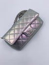 CHANEL Iridescent Purple Calfskin Mini Flap Crossbody Bag in Silver Hardware