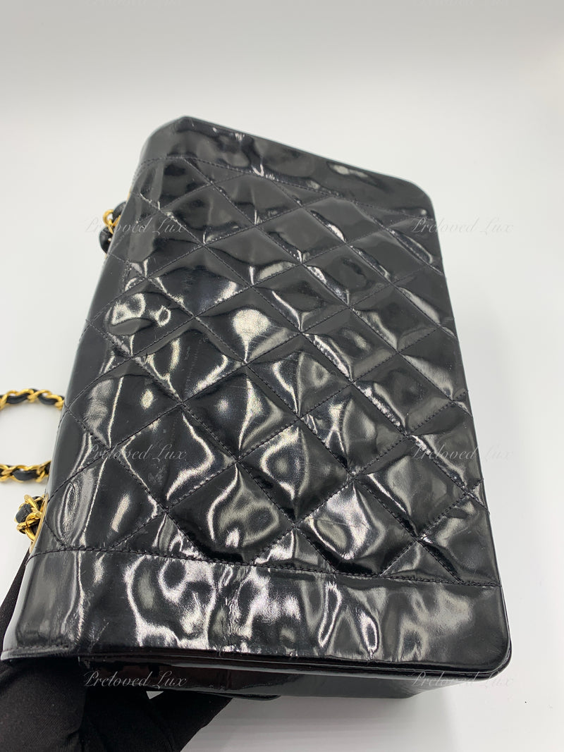 Chanel Diana Medium Black Lambskin Gold Leather ref.648884 - Joli Closet