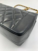 Sold-CHANEL Lambskin Medium Diana Single Chain Single Flap Bag Black/gold