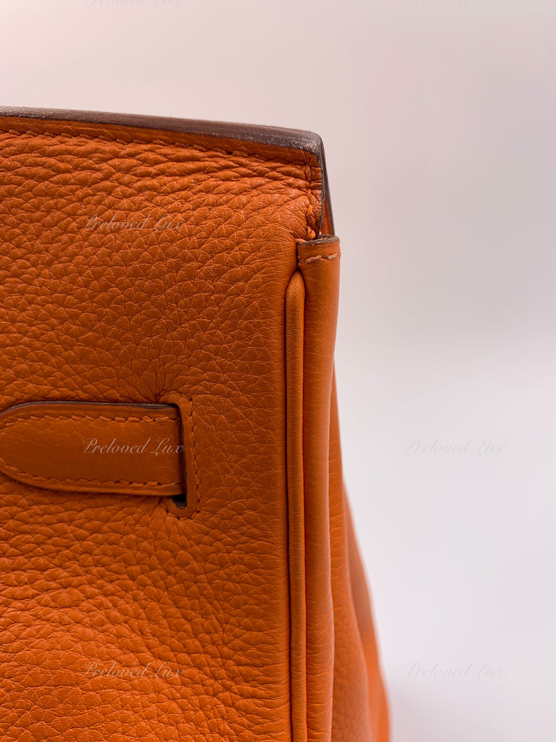 Hermès Birkin 35 Orange Clemence Palladium Hardware