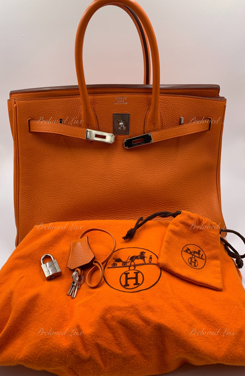 Pre-owned Hermes Birkin 35 Orange H Clemence Gold Hardware – Madison Avenue  Couture