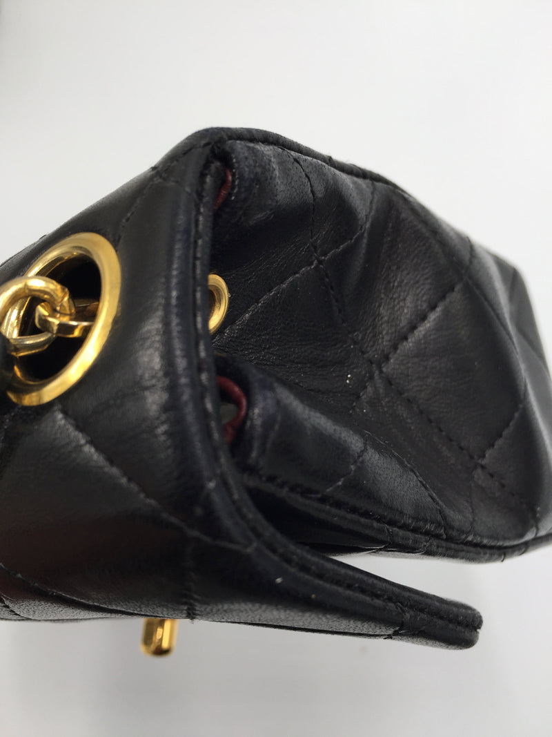 Chanel Flap Bag Mini Lambskin Gold-tone Black in Lambskin with