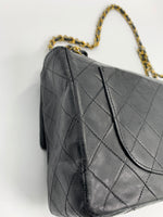 Sold-CHANEL Vintage Lambskin Medium/Large Single Flap Bag black/gold hardware