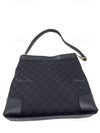 GUCCI Black Canvas Monogram Logo Shoulder Bag