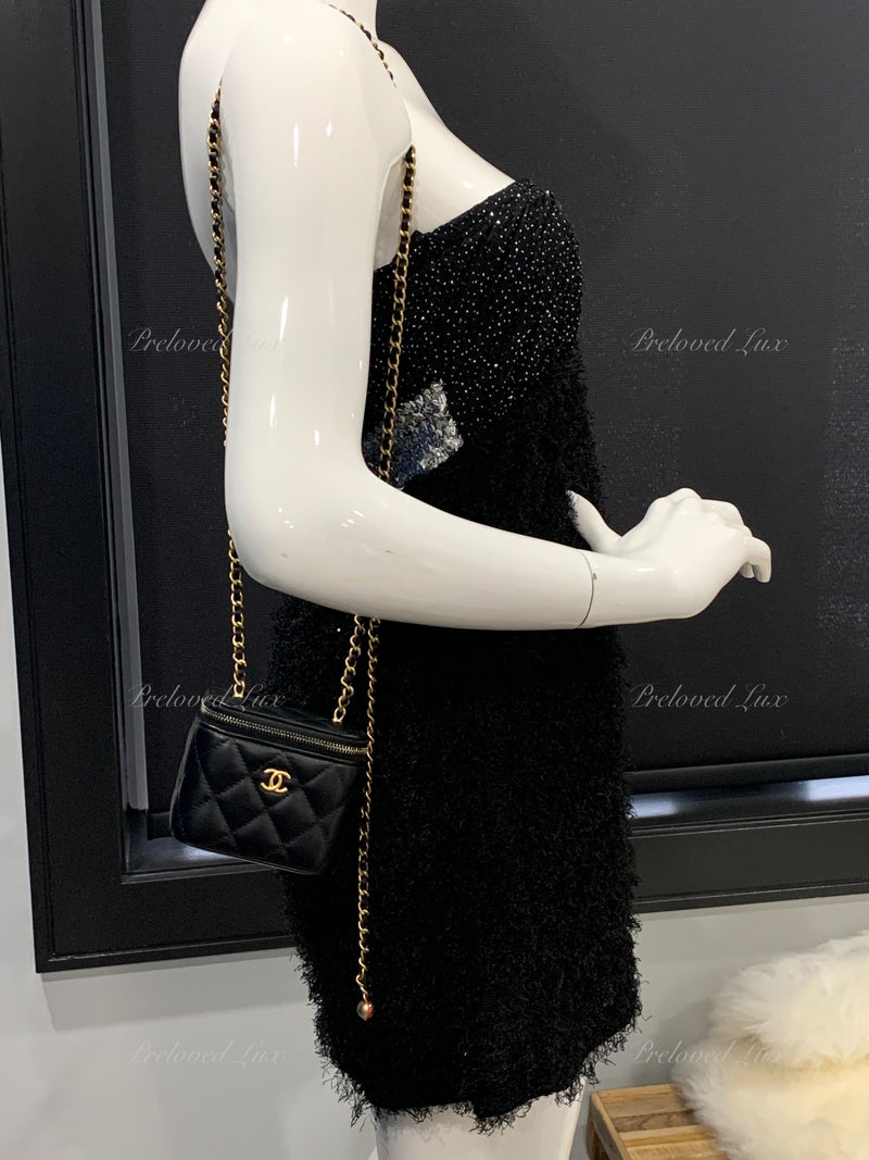 Chanel Black Quilted Lambskin Mini Pearl Crush Mini Vanity Case