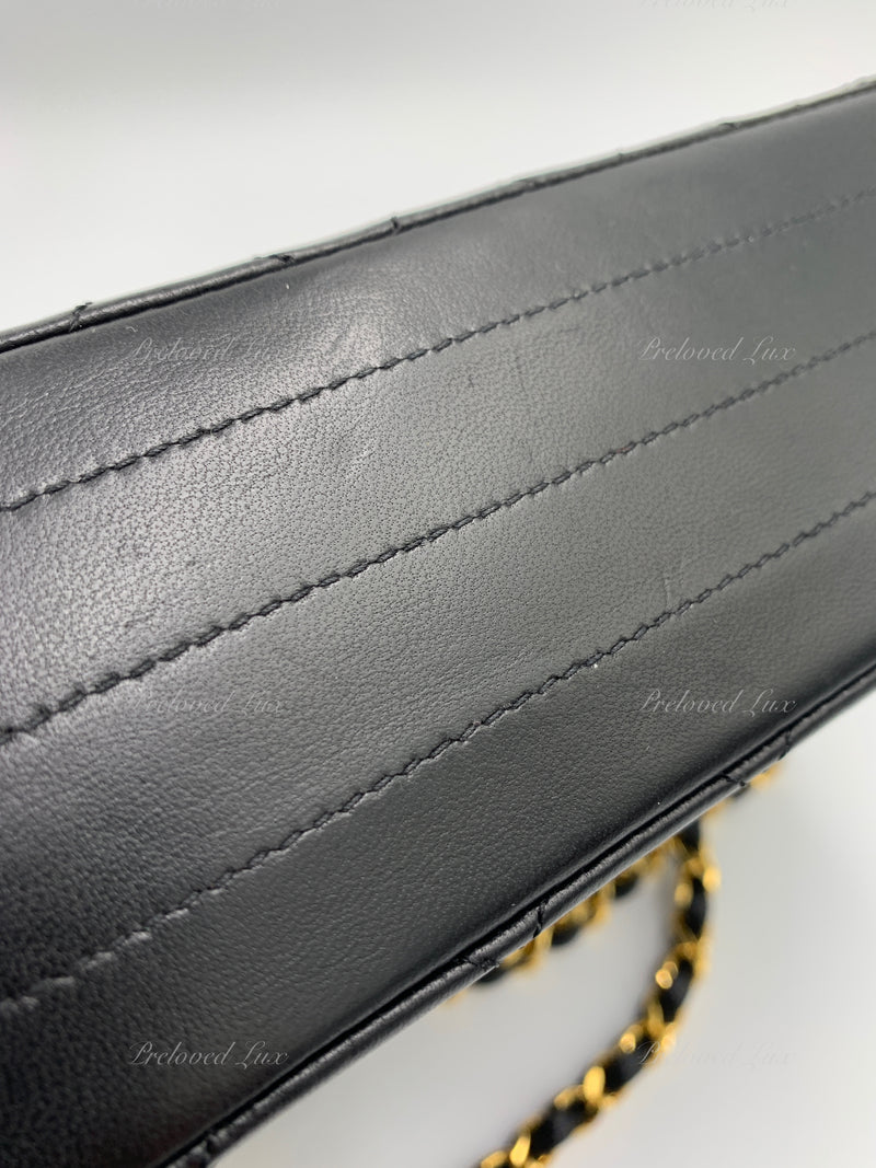 Sold-CHANEL Lambskin Vintage Flap Bag Black with Gold Hardware