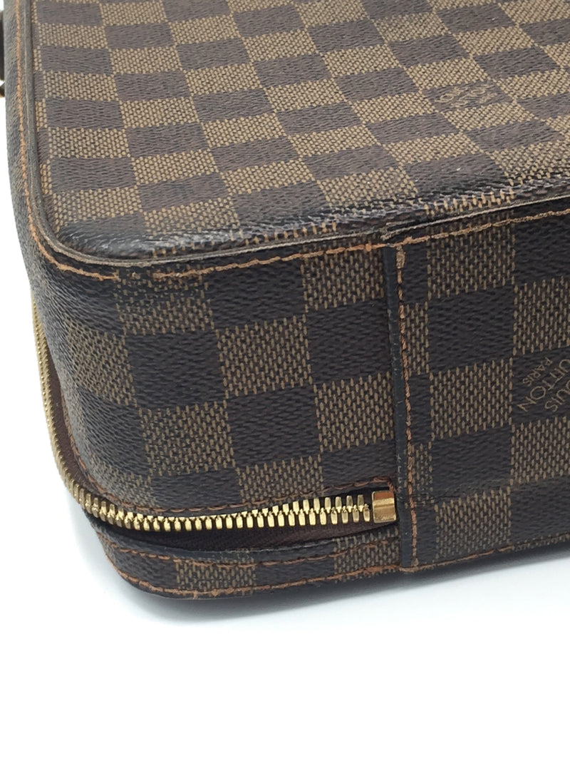 Louis Vuitton Brown Damier Ebene Porte Ordinateur Sabana Leather Cloth  ref.258168 - Joli Closet
