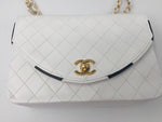 CHANEL Classic Vintage Lambskin Double Chain Flap Bag Small white 24k gold hardware vintage