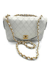 Sold-CHANEL Classic Vintage Lambskin Double Chain Flap Bag Small white/gold